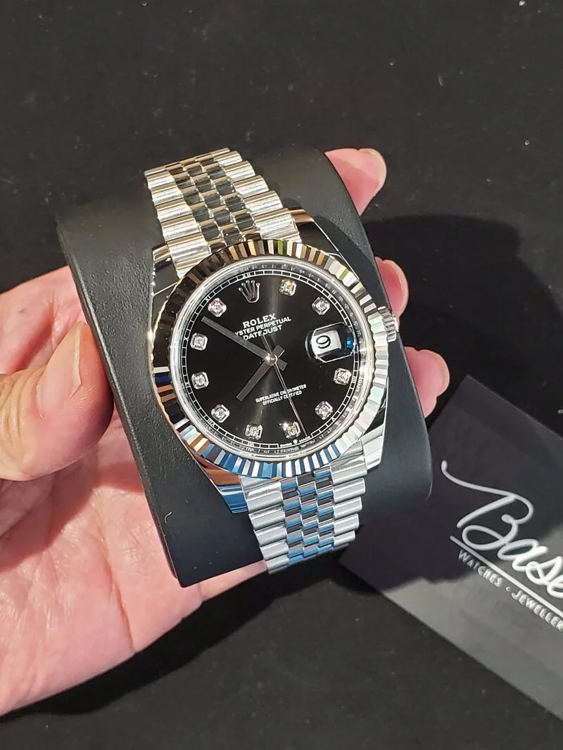 Rolex Datejust 41mm Black Diamond Dial Fluted Bezel 126334