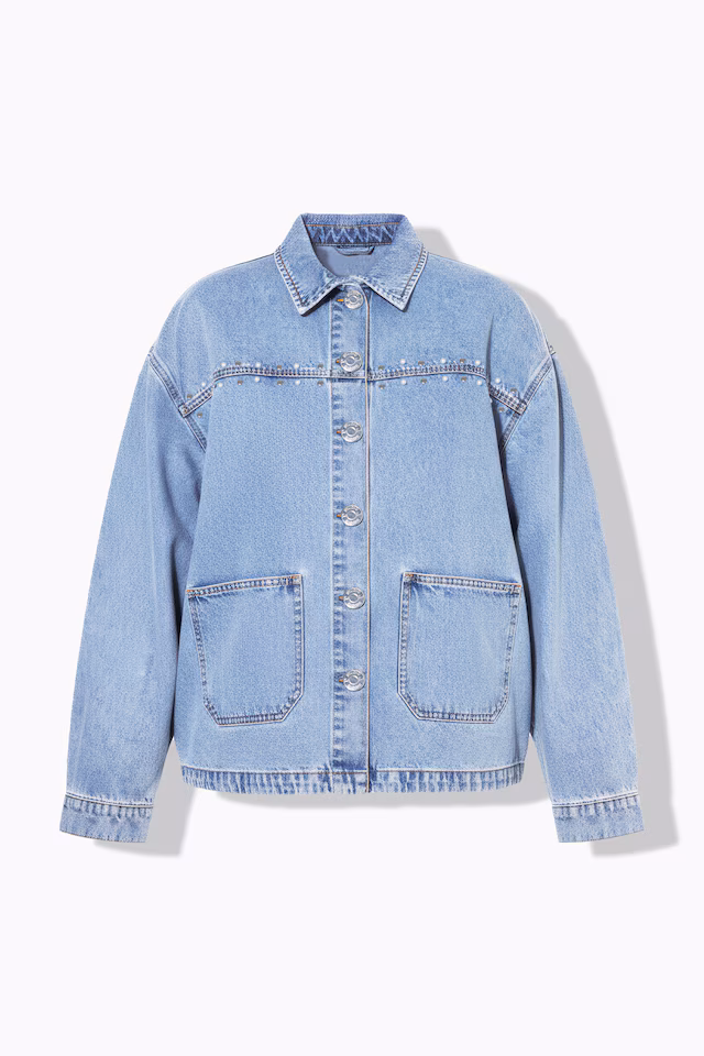 Beaded Oversized Denim Jacket