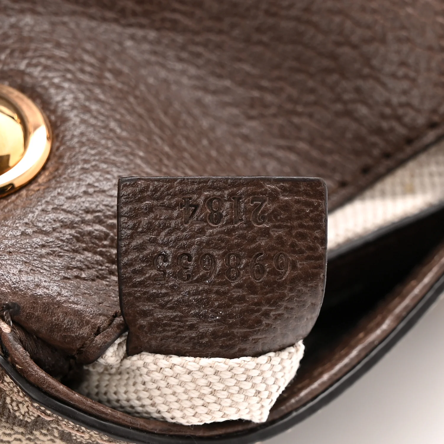 GG Supreme Monogram Textured Dollar Calfskin Blondie Card Case Wallet with Strap Beige Ebony New Acero