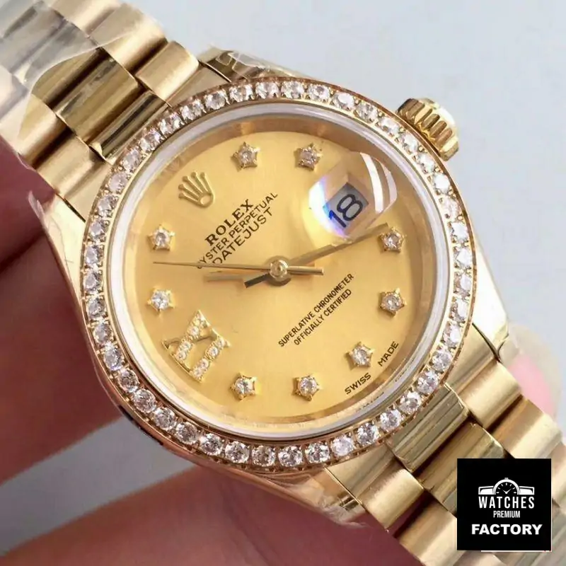 Rolex Lady Datejust 279138RBR 28MM Yellow Gold Champagne Dial