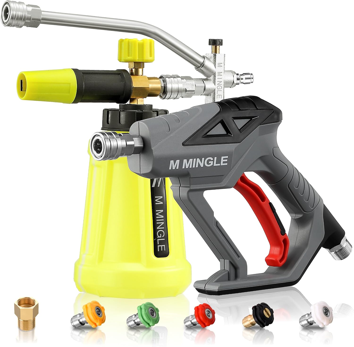 M MINGLE Pressure Washer Foam Cannon Kit, Car Wash Brush with Long Handle