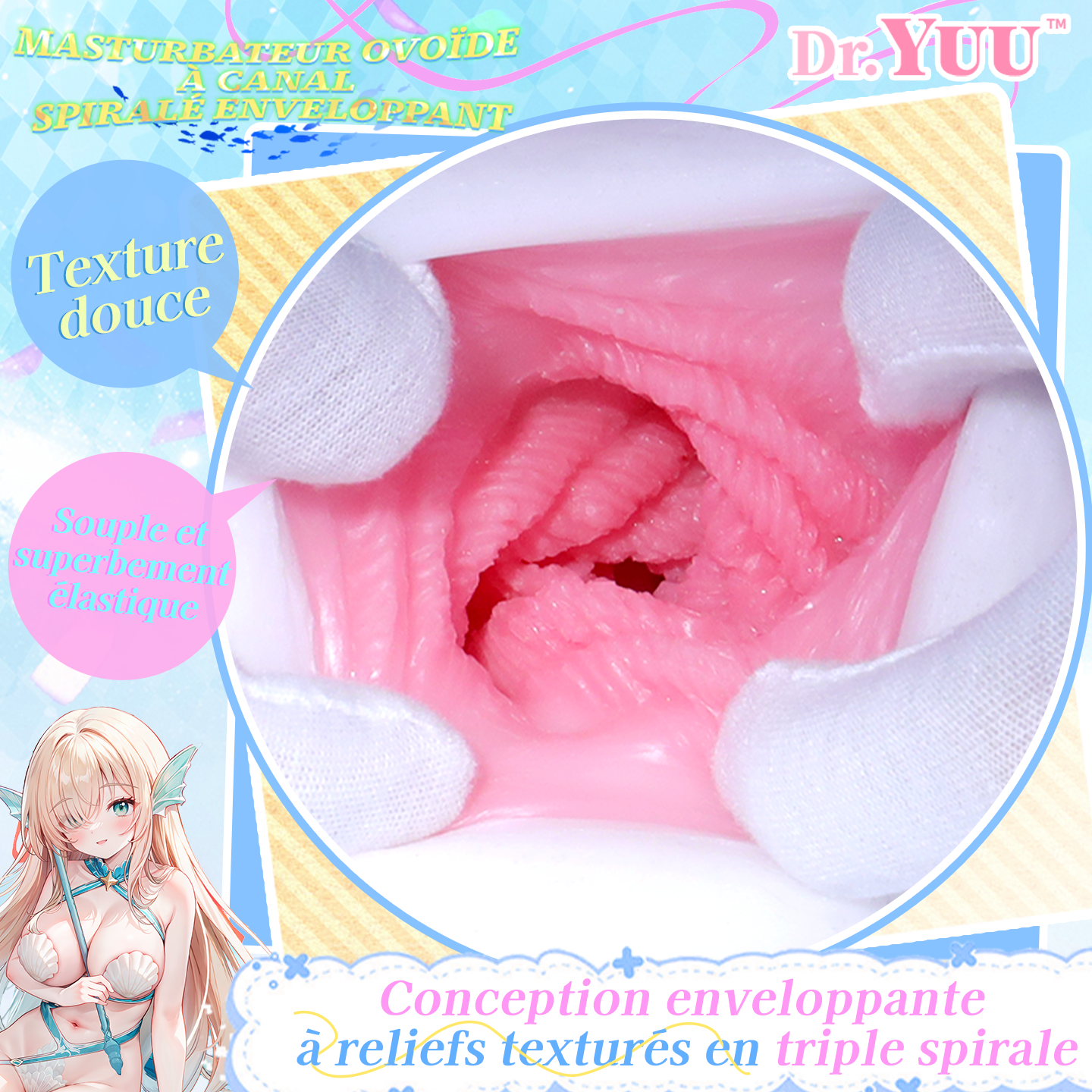 Masturbateur TPE Dr.YUU facile à nettoyer après utilisation