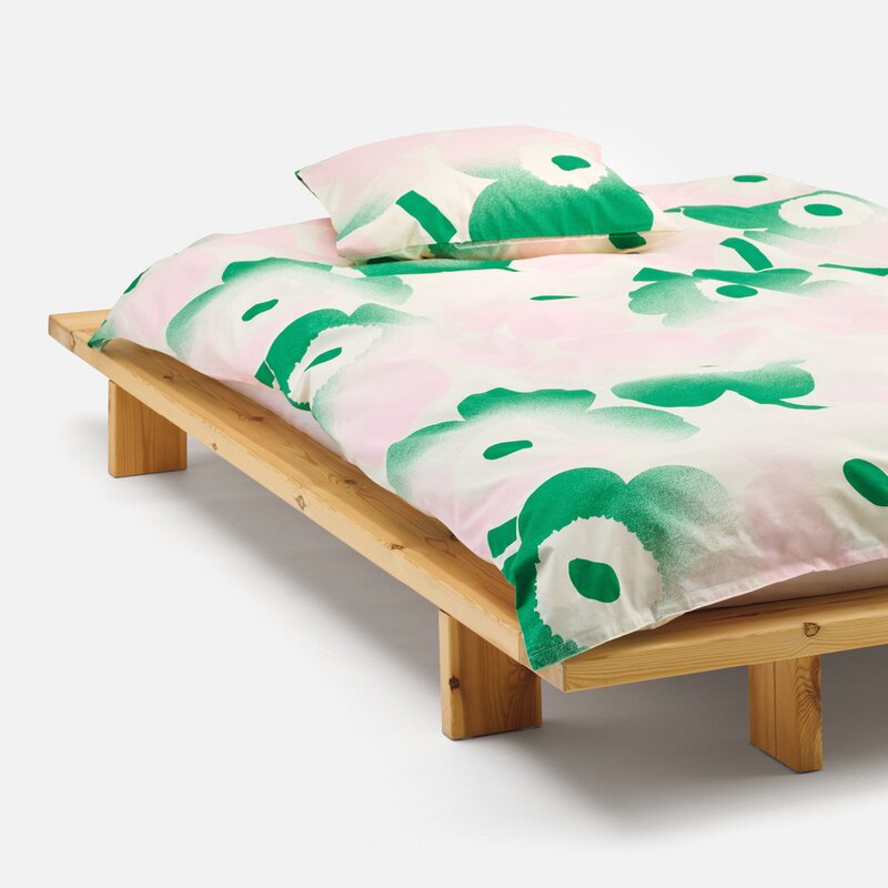 Unikko dynetrekk 150x210 cm hvit/rosa/grønn