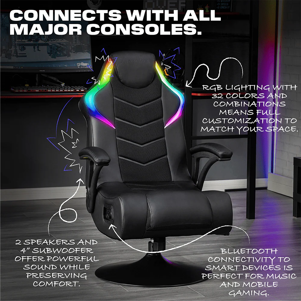 X Rocker Nemesis RGB Pedestal Gaming Chair, Black Mesh, 31 89" 26 97" 40 94" Image 3