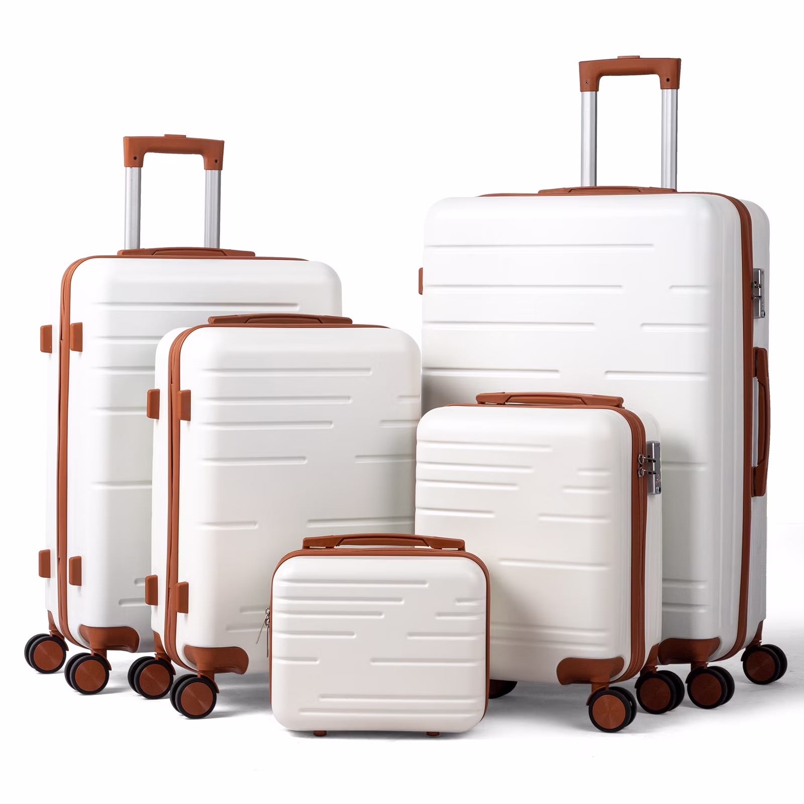 Zimtown Luggage 3 Piece Set Suitcase ABS Hardside Lightweight with TSA Lock Spinner Wheels, Beige