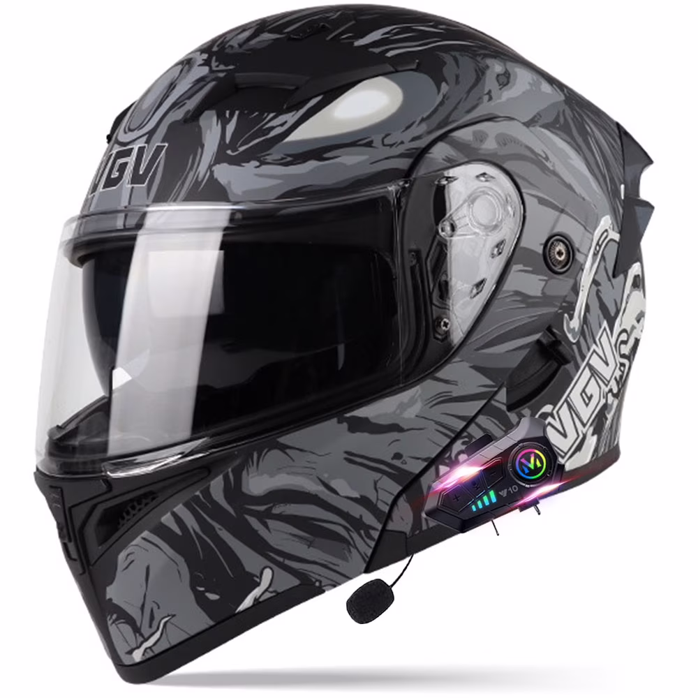 Bluetooth Modular Motorcycle Helmets for Adults Motorbike DOT Approved, Full Face Flip up Anti-Fog Helmet Built-in Dual Speaker with Microphone for Men and Women(XL24.01-24.41 inch/A) - Image 8