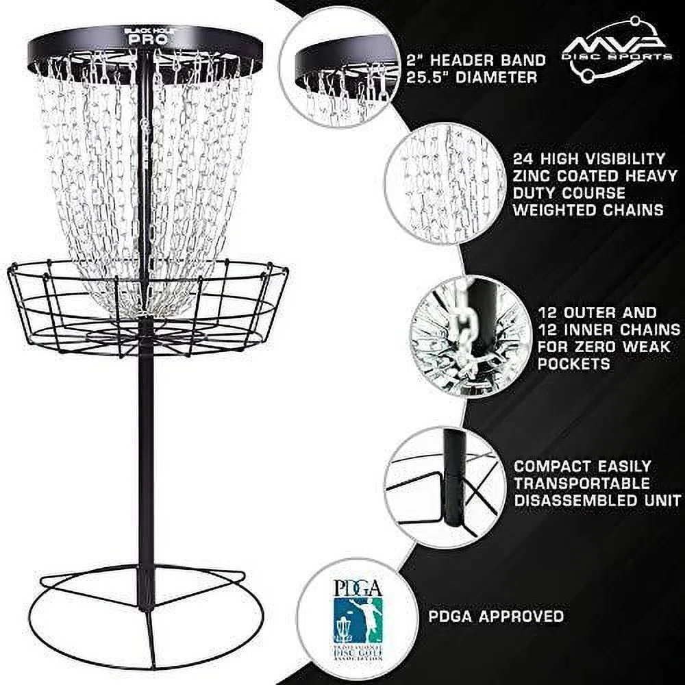 Black Hole Pro 24-Chain Portable Disc Golf Basket Target - Image 2