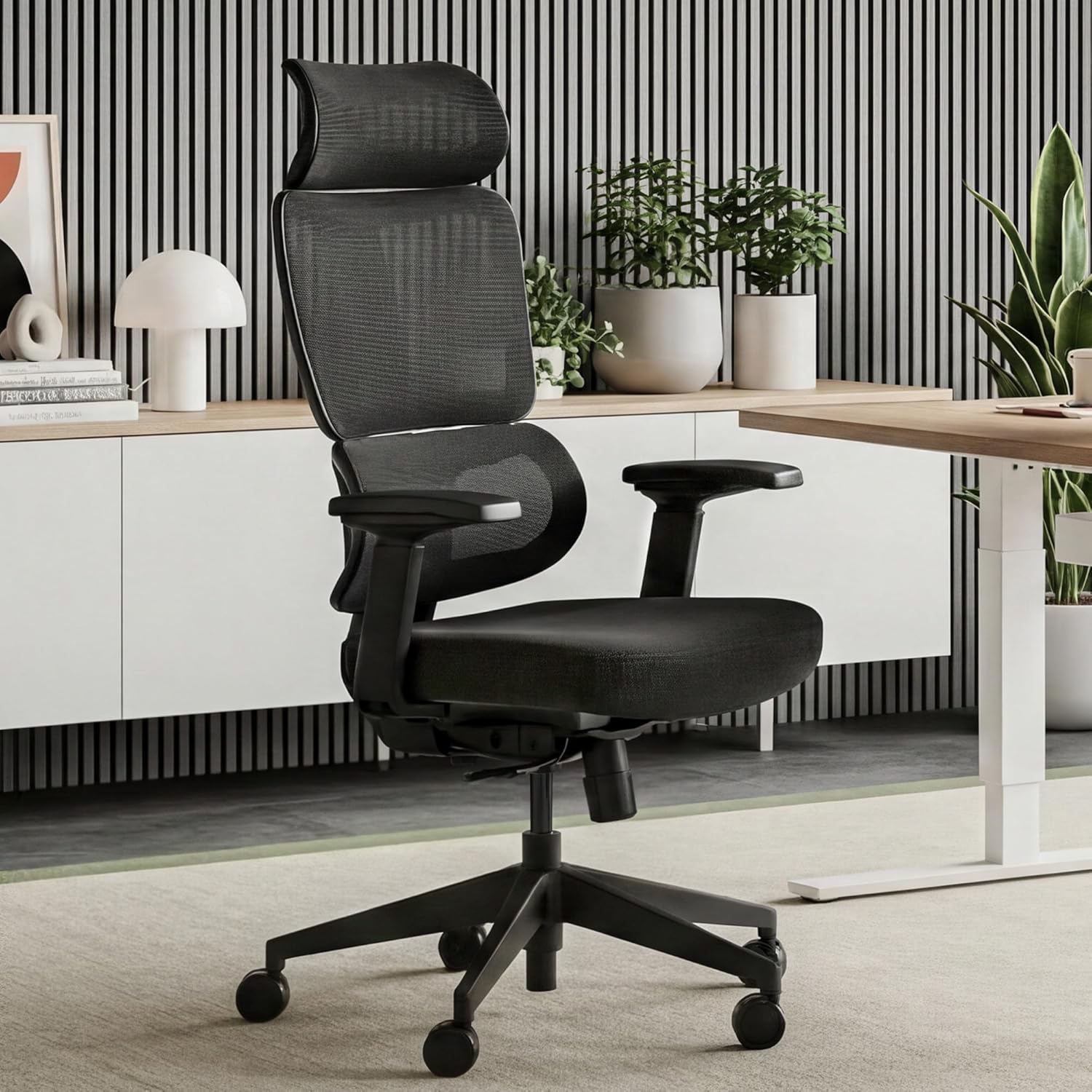 EUREKA ERGONOMIC Lena Mesh Office Chair, Ergonomic Office Chair, High Back Desk Chair with Oversized Headrest, Home Office Desk Chairs for Home & Ofiice, Work Chair, Black