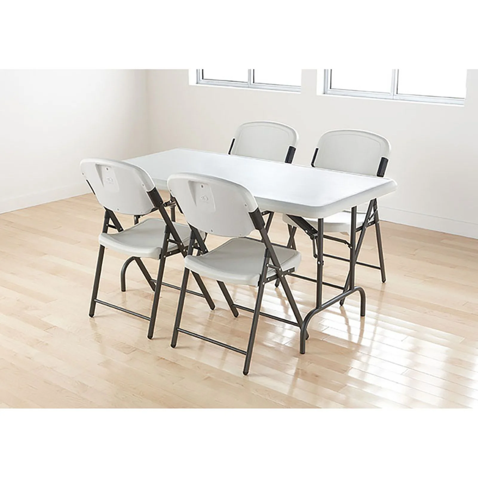 Iceberg Rough n Ready Commercial Folding Chair, Platinum Seat, Platinum Back, Black Base(Platinum)