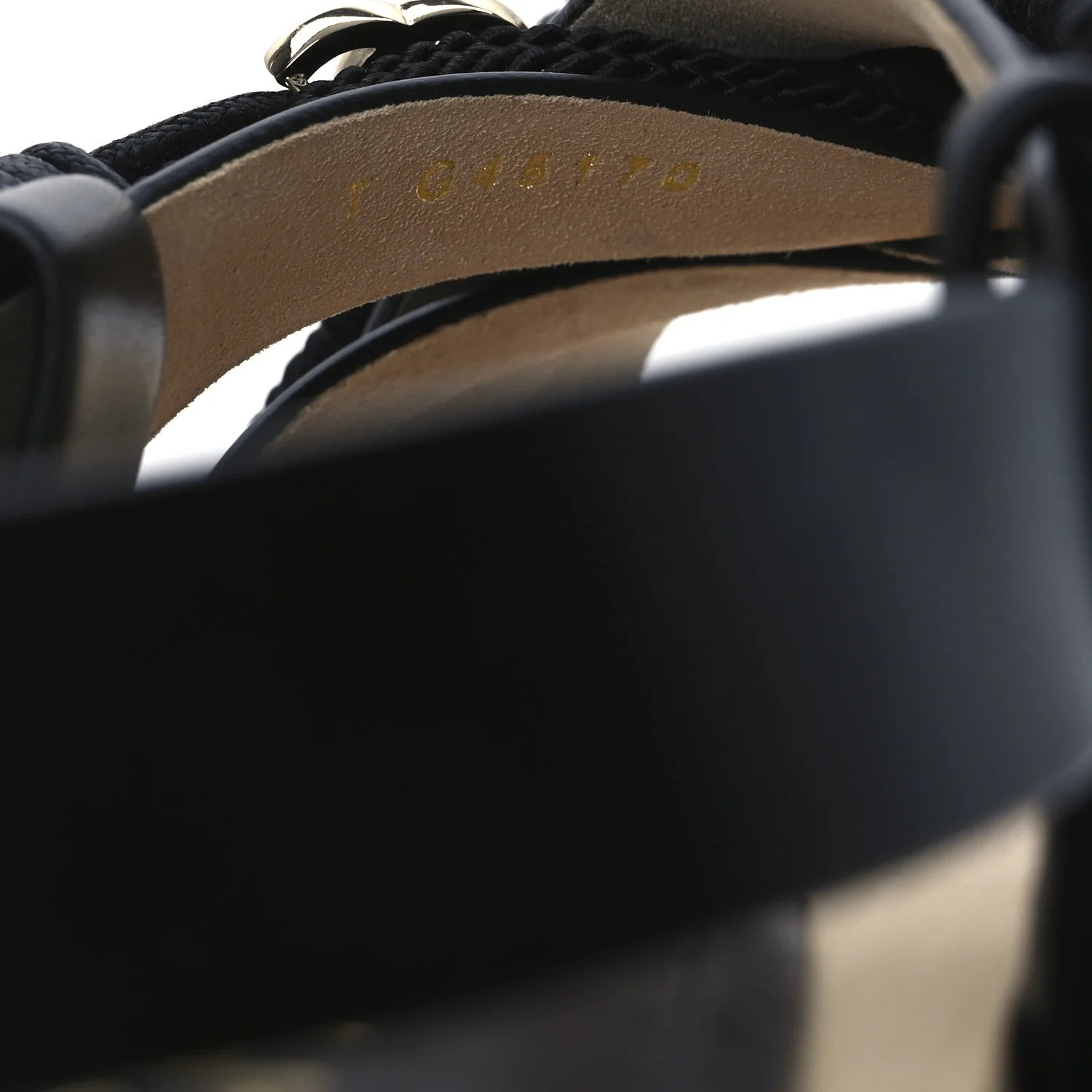 Calfskin Cord Pearl CC Sandals 38 Black