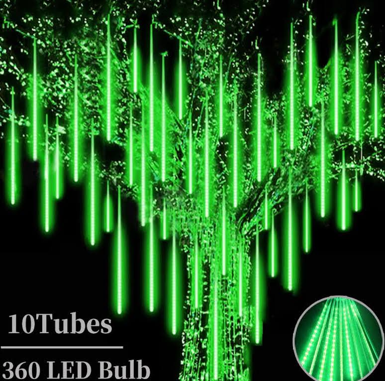 Roytong Waterproof Cascading LED Meteor Shower Rain Lights, 12 inch 10 Tube 360 LED Outdoor for Holiday Party Wedding Christmas Tree Party Tree
