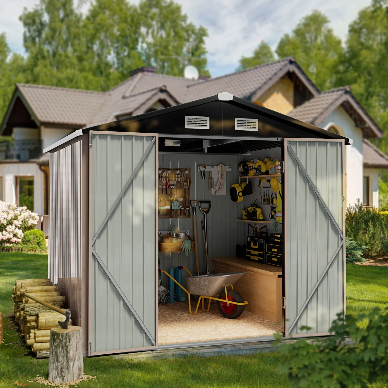 6 x 4 ft Outdoor Metal Storage Shed with Lock for Backyard, Garden(5 x 3) Image 5
