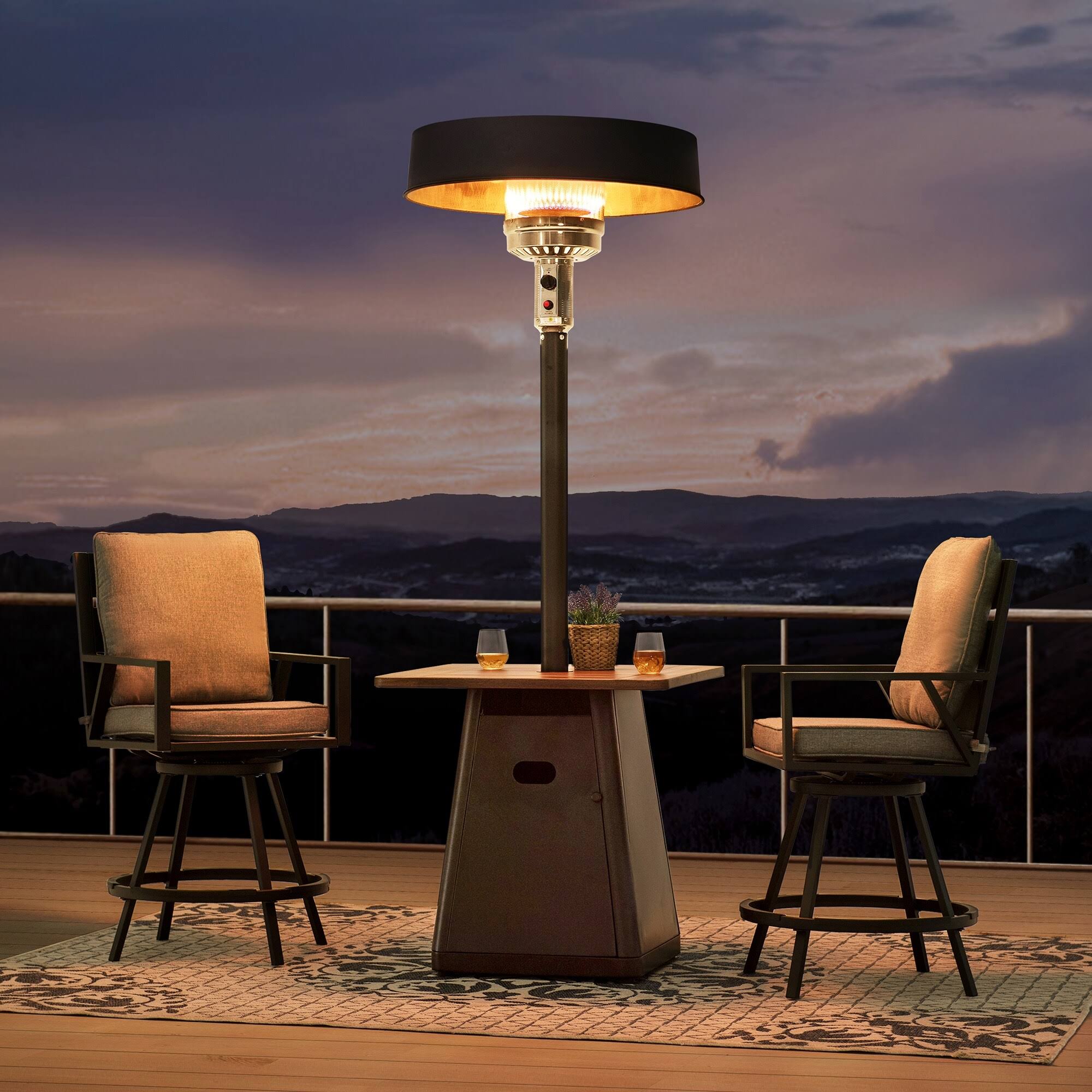 Sunjoy 40,000 BTU Matte Black Steel Frame Outdoor Patio Propane GAS Heater