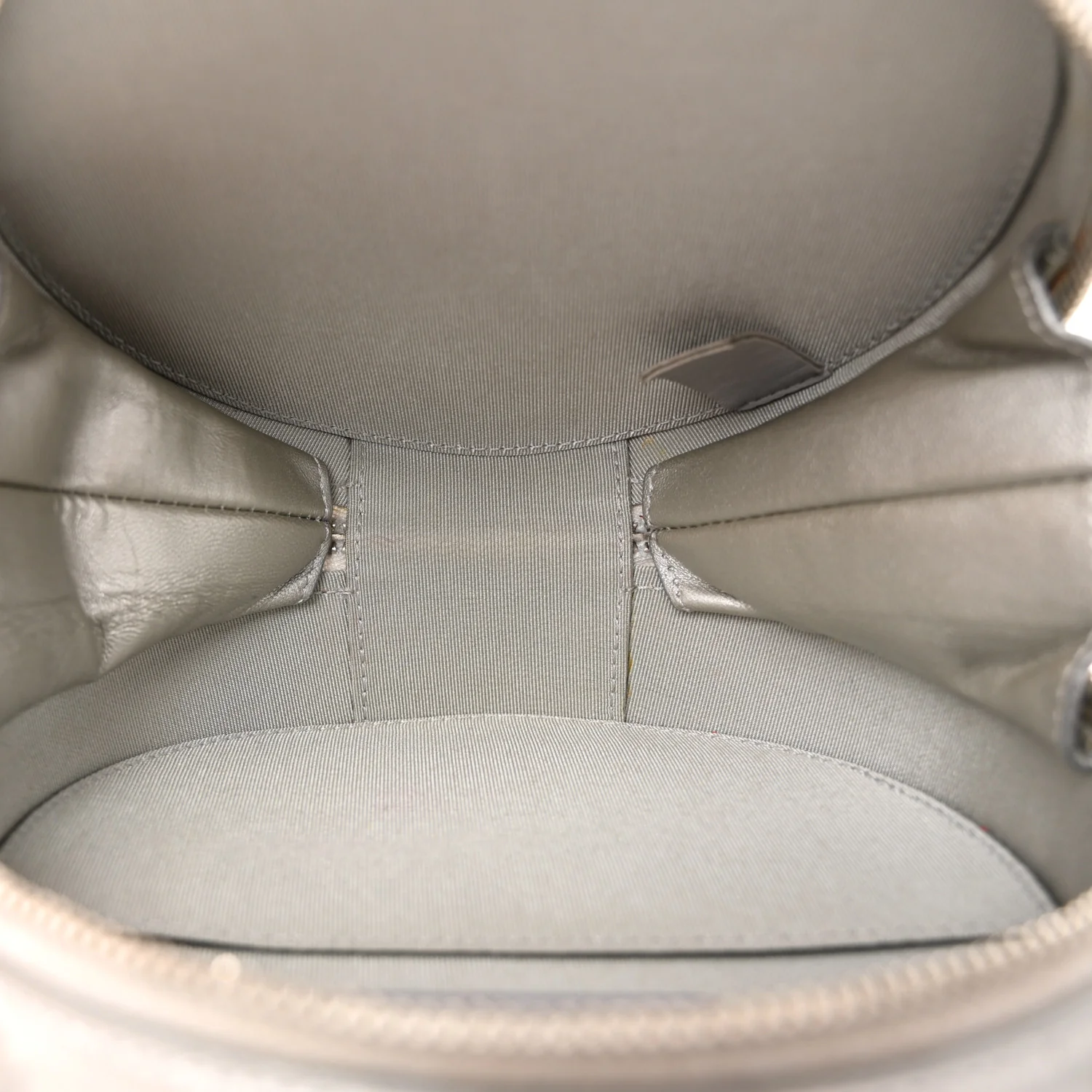 Metallic Glazed Calfskin Round As Earth Evening Bag Silver