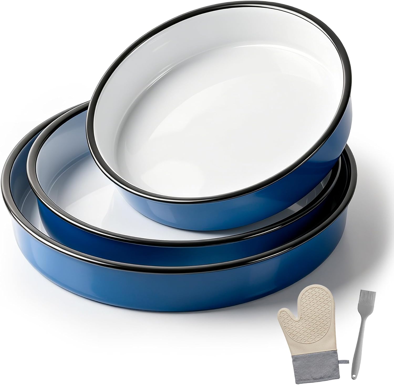 Enamel Baking Pans Set 3pcs Nonstick Bakeware Set, 10