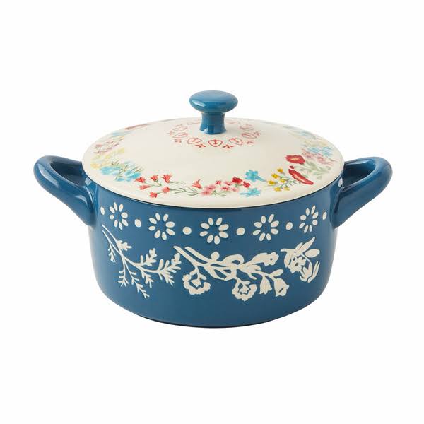 The Pioneer Woman Fancy Flourish Round Ceramic Mini Casserole Dish with Lid, Size: 1 Piece