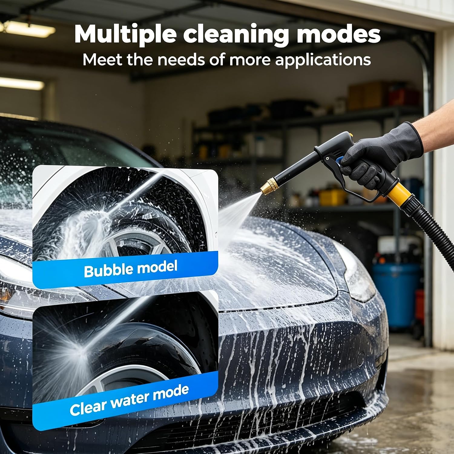 H2 Long Spray Gun + 3 Connectors, H2 Long Spray Gun Power Washer, Multifunctional Car Wash Tool, Portable High Pressure Water Sprayer, 360° Adjustable Garden Hose Nozzle Sprayer (With 33ft 10m Hose)