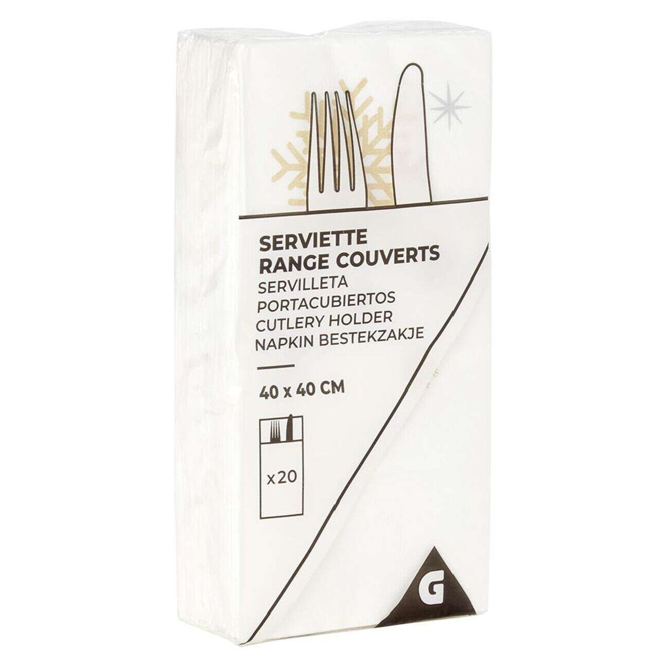 Serviette kangourou en papier motif flocon de neige x20