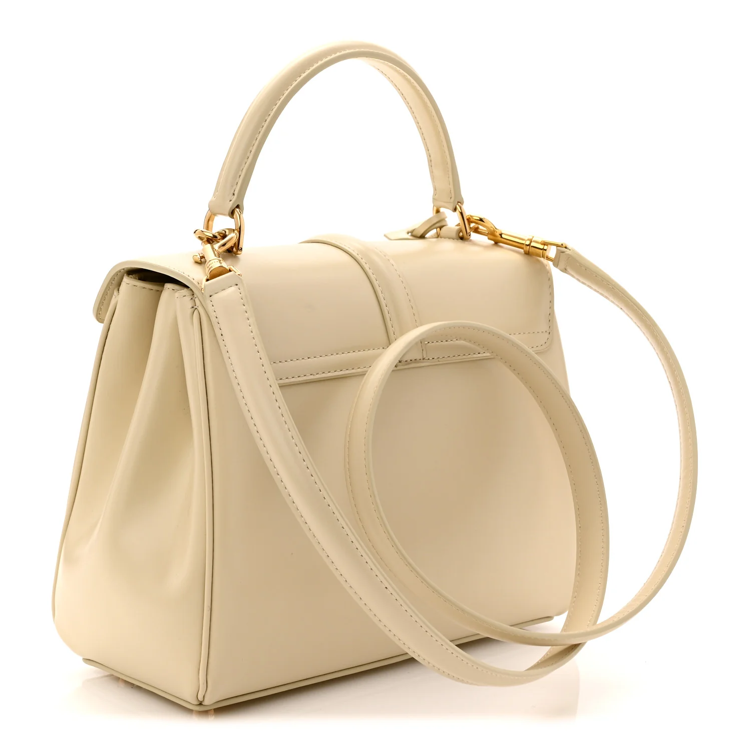 Satinated Calfskin Small 16 Top Handle Bag Beige