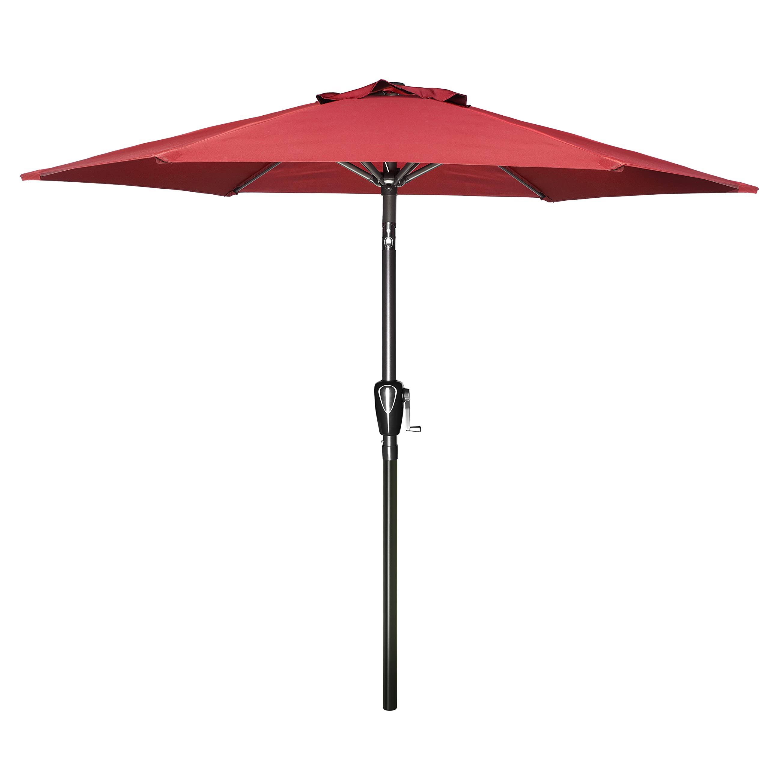 Simple Deluxe 7.5' Patio Outdoor Table Market Yard Umbrella with Push Button Tilt/Crank, 6 Sturdy Ribs for Garden,muti-color, Red