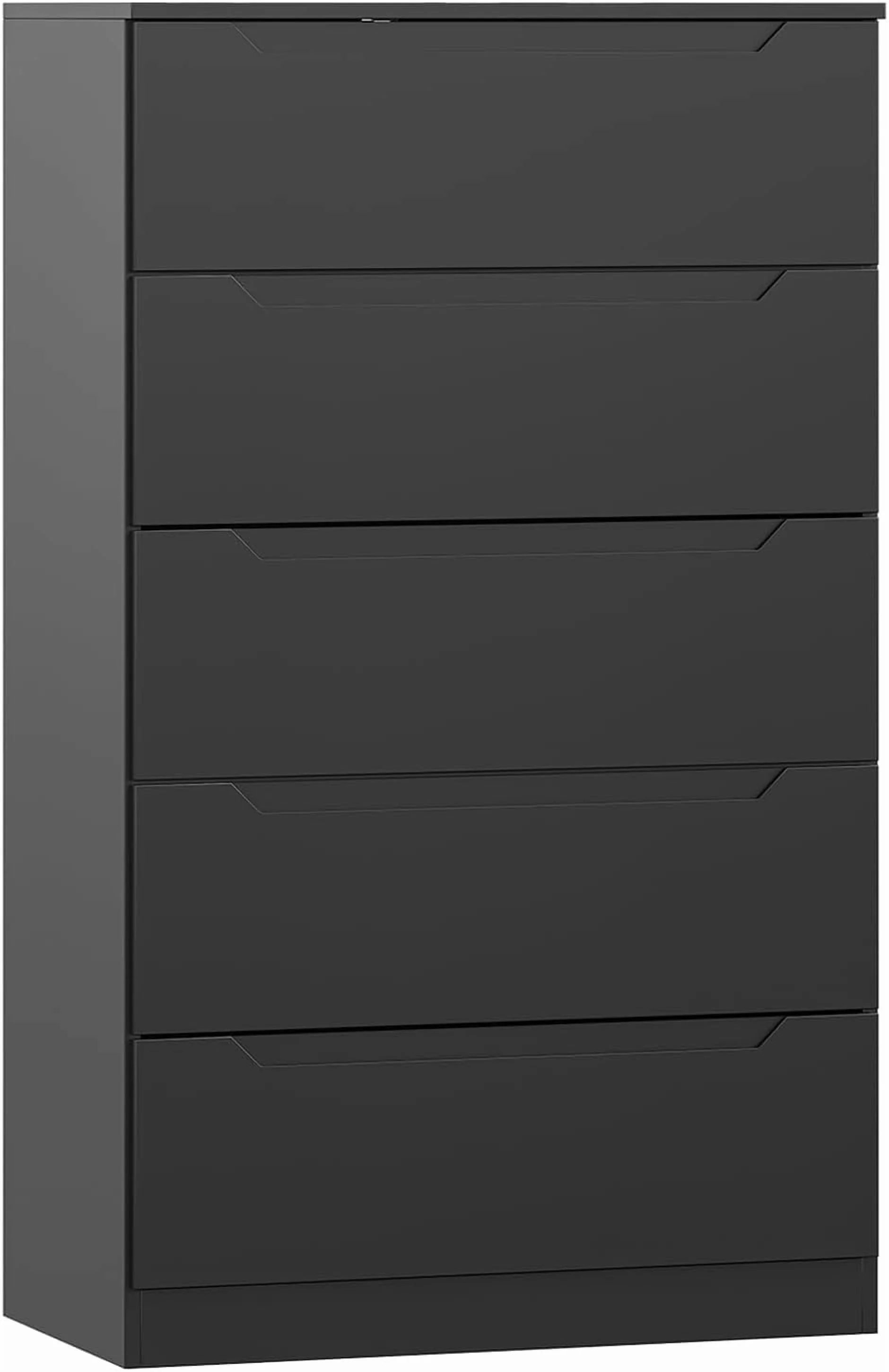 Vertical 5 Drawer Dresser, Wood Storage Cabinet with Upgraded Stable Base for Bedroom Living Room, Black(Black) - Image 8