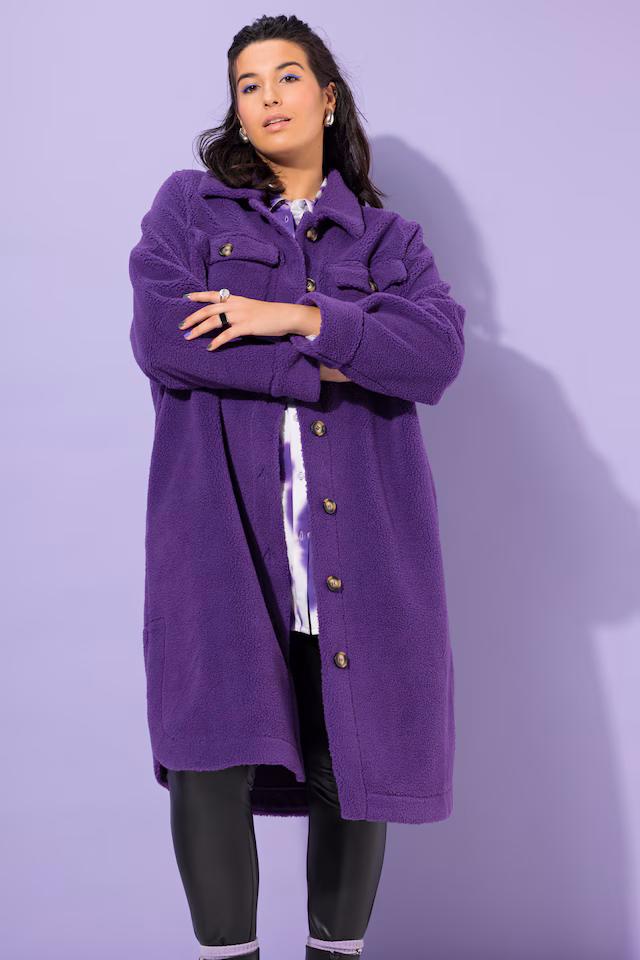 Purple Oversized Teddy Fleece Coat