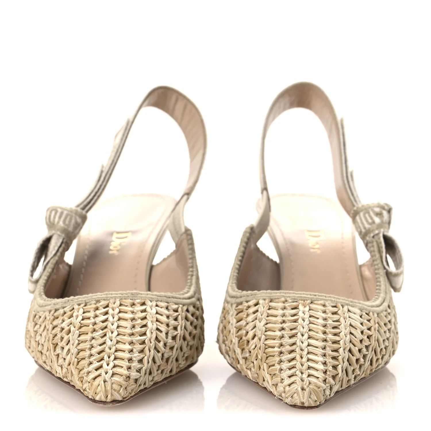 Raffia Embroidered J'Adior Slingback 65mm Pumps 36 Taupe