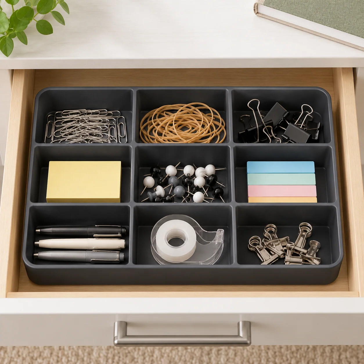 Charcoal Small Parts Drawer Tray, 9 Compartments