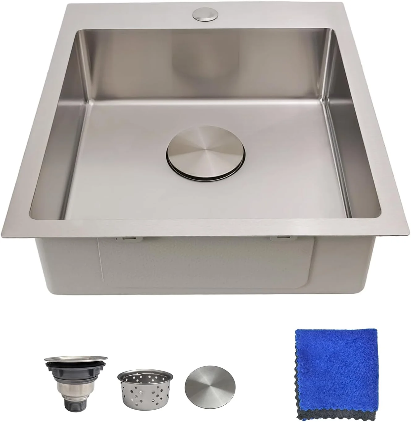 17 Inch Bar Sink Drop In �C Small Kitchen Sink, Modern 18 Gauge Stainless Steel sink with Brushed Finish, 17"x19"x6" Single Bowl kitchen Sinks for RV, Prep, and Outdoor Use - Image 9