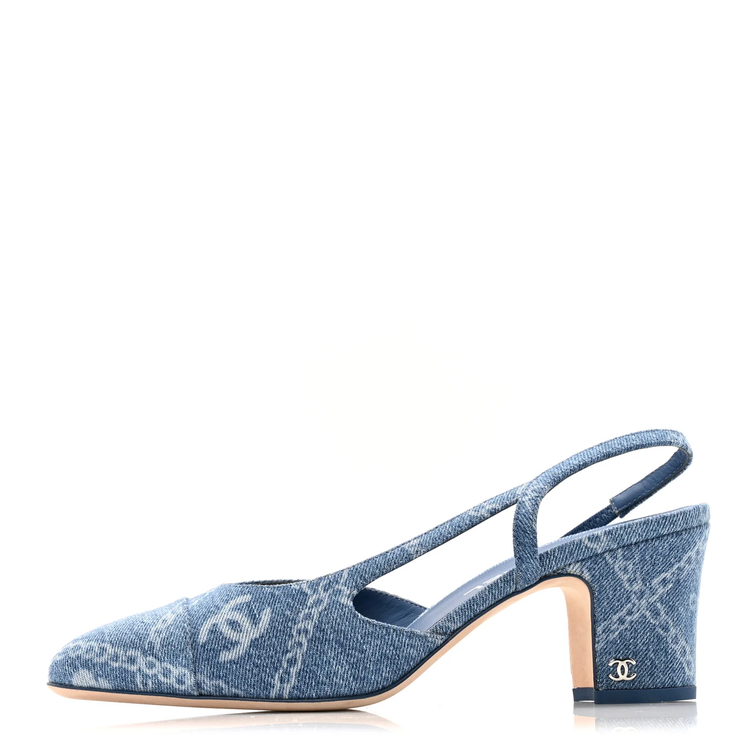 Denim Cap Toe Denim Slingback Pumps 39 Blue