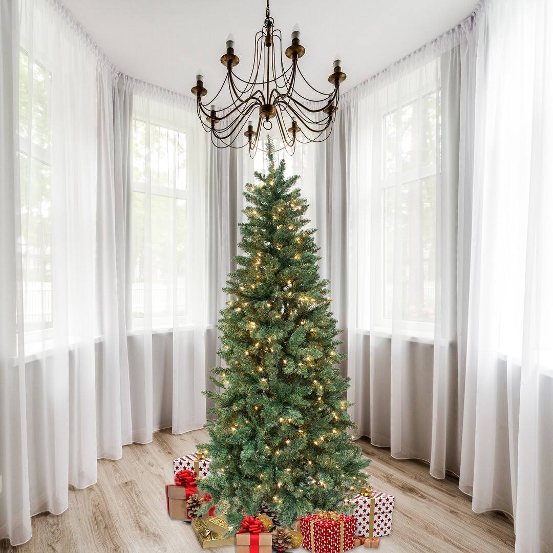 7' Green Douglas Fir Artificial Christmas Tree with 300 Clear Lights