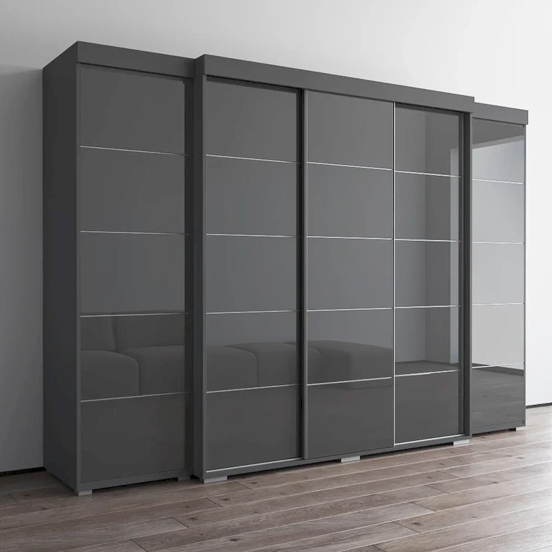 3-Piece Wardrobe Armoire Set with Glass Fronts