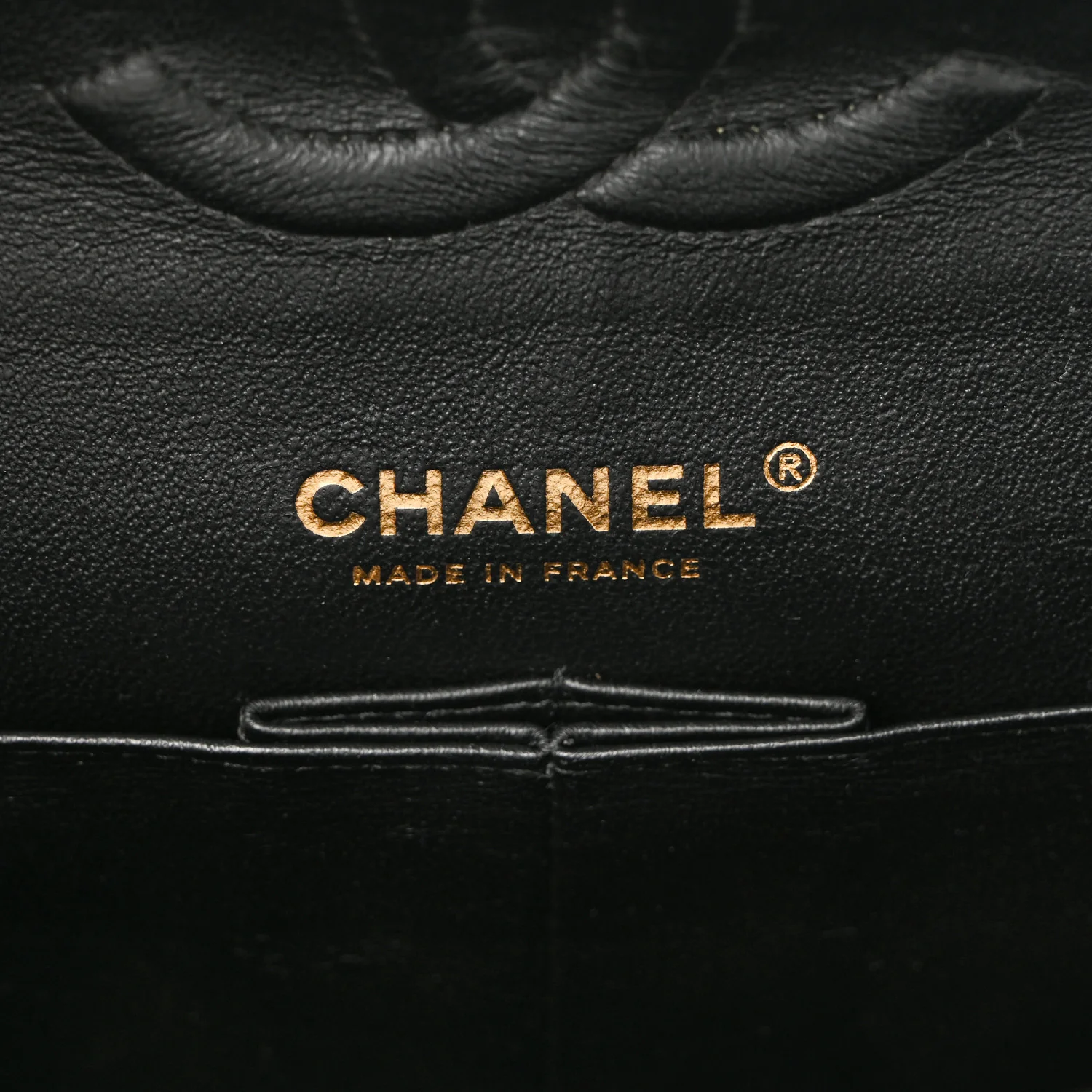 Lambskin Chevron Quilted Medium Double Flap Black