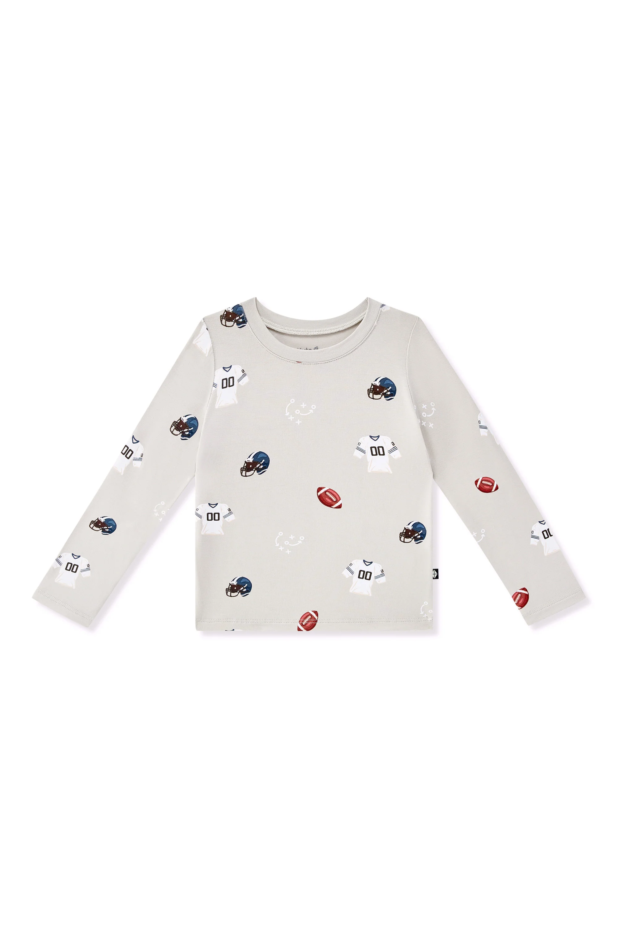 Long Sleeve Toddler Crew Neck Tee in Vintage Football