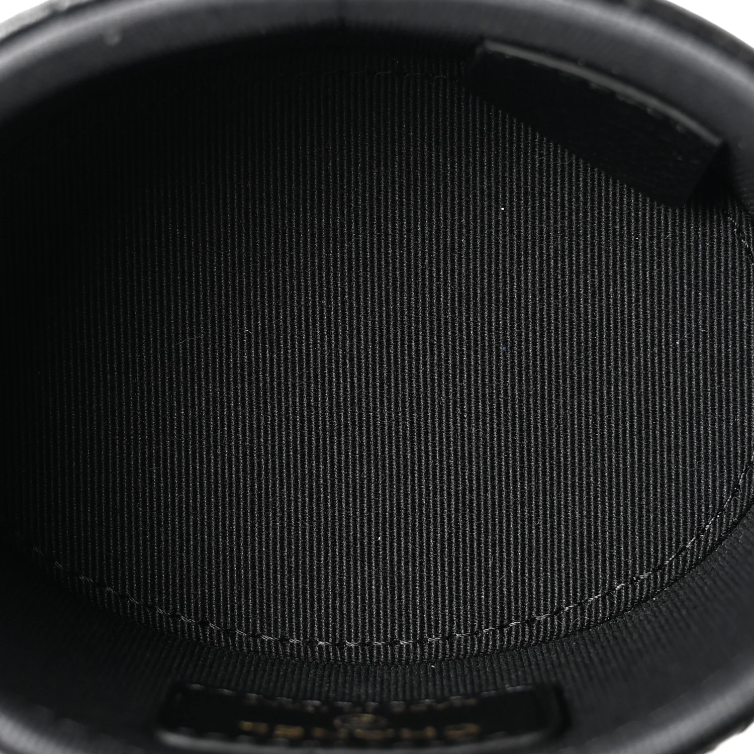 Lambskin Quilted Mini Round Vanity Case With Chain Black