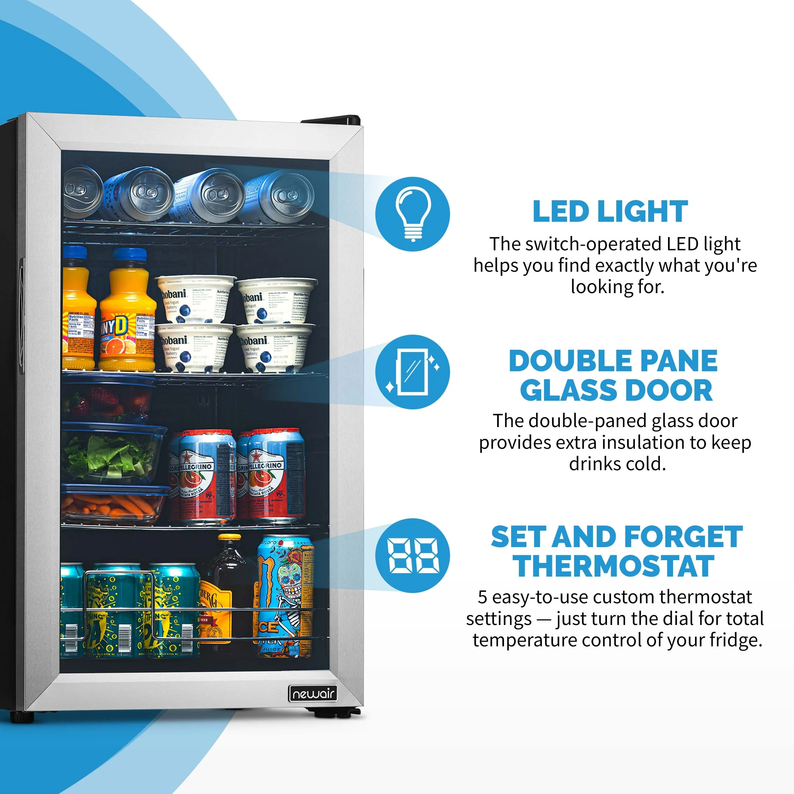 Newair 100-Can Freestanding Stainless Steel Beverage Fridge - 16.93