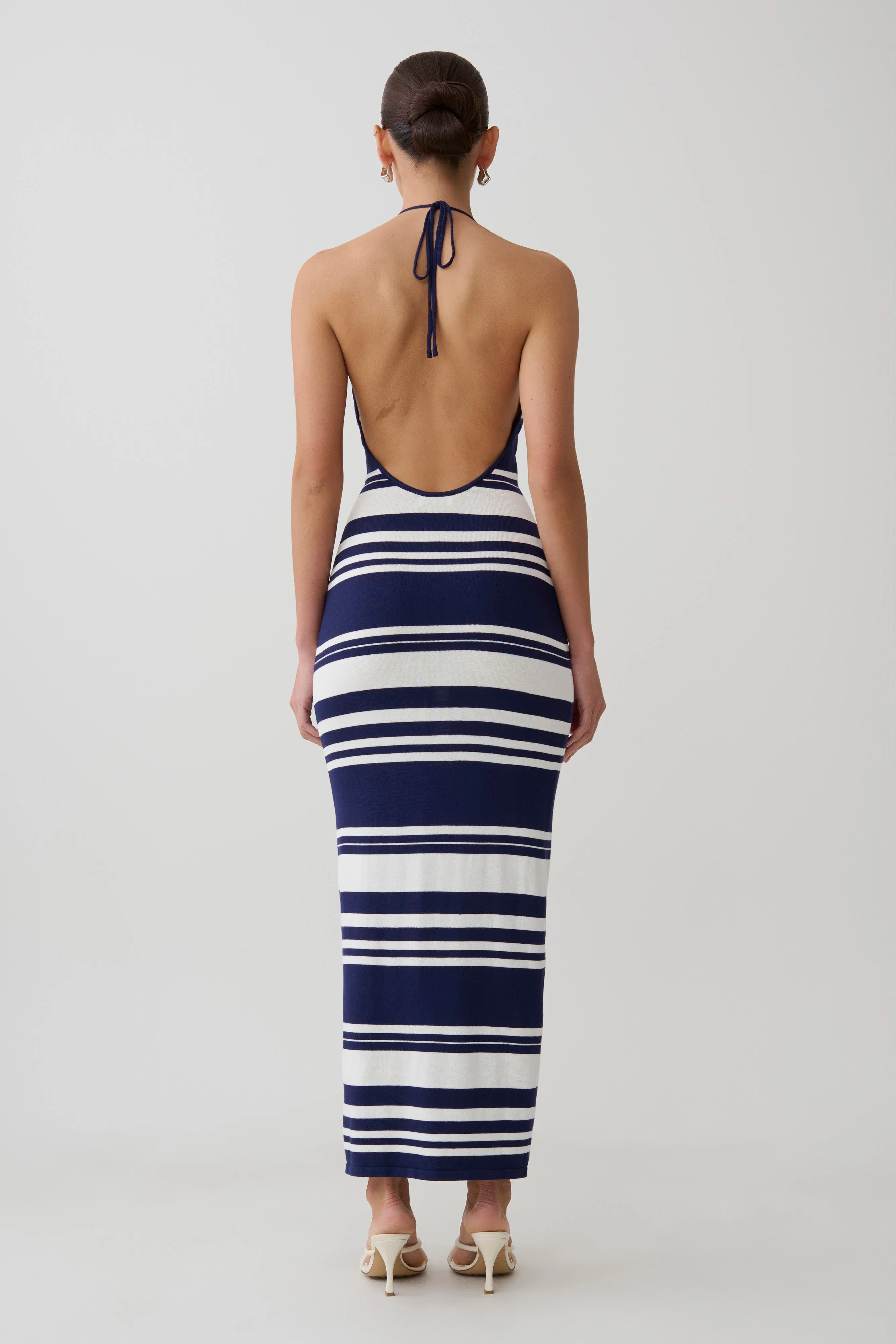 Brienne Stripe Midi Dress - Navy/Ivory