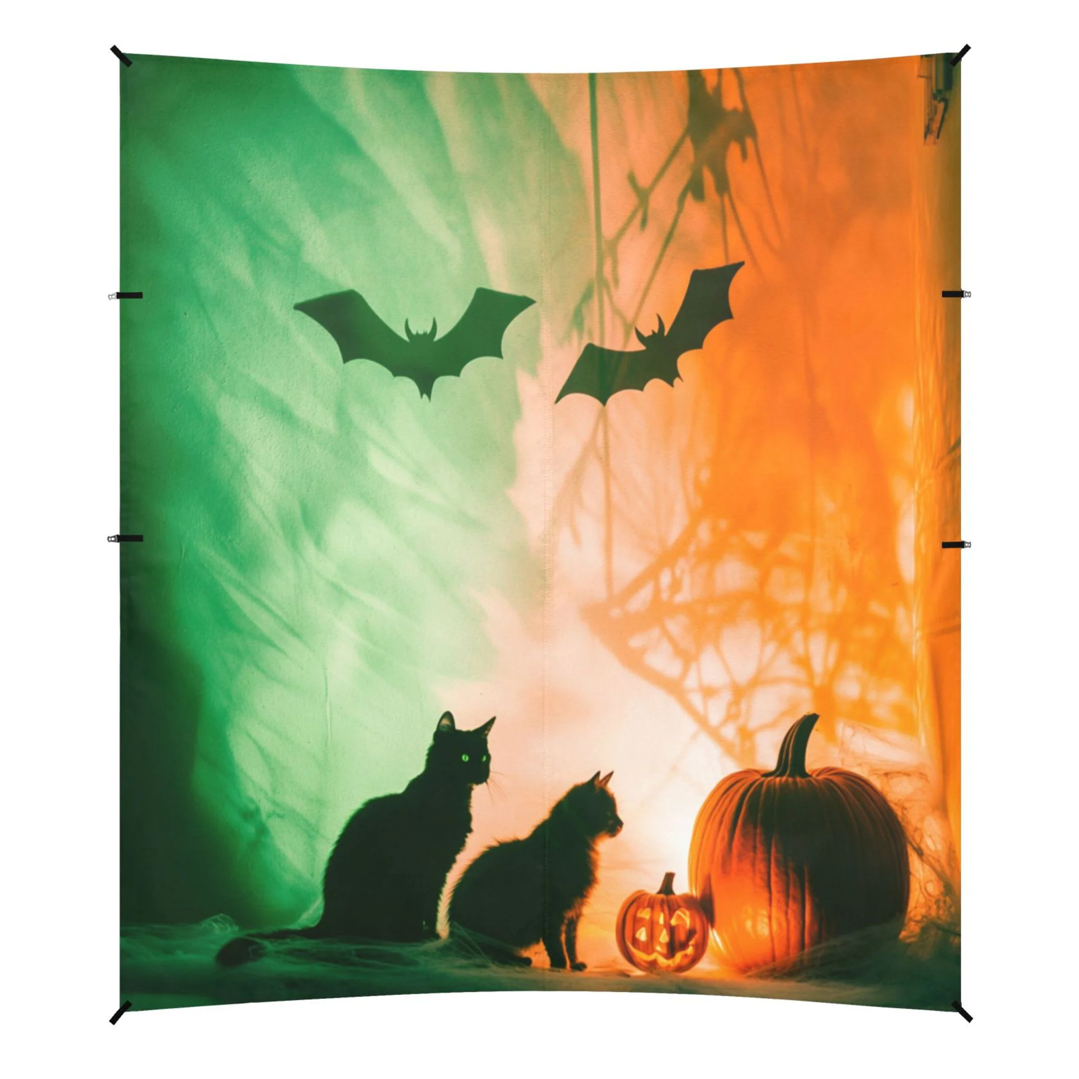 Beach Tent Beach Canopy 9.2x10.5Ft Beach Tent Sun Shelter Outdoor Canopy with Carry Bag for Camping, Backyard and Picnics Black Bat and Cat