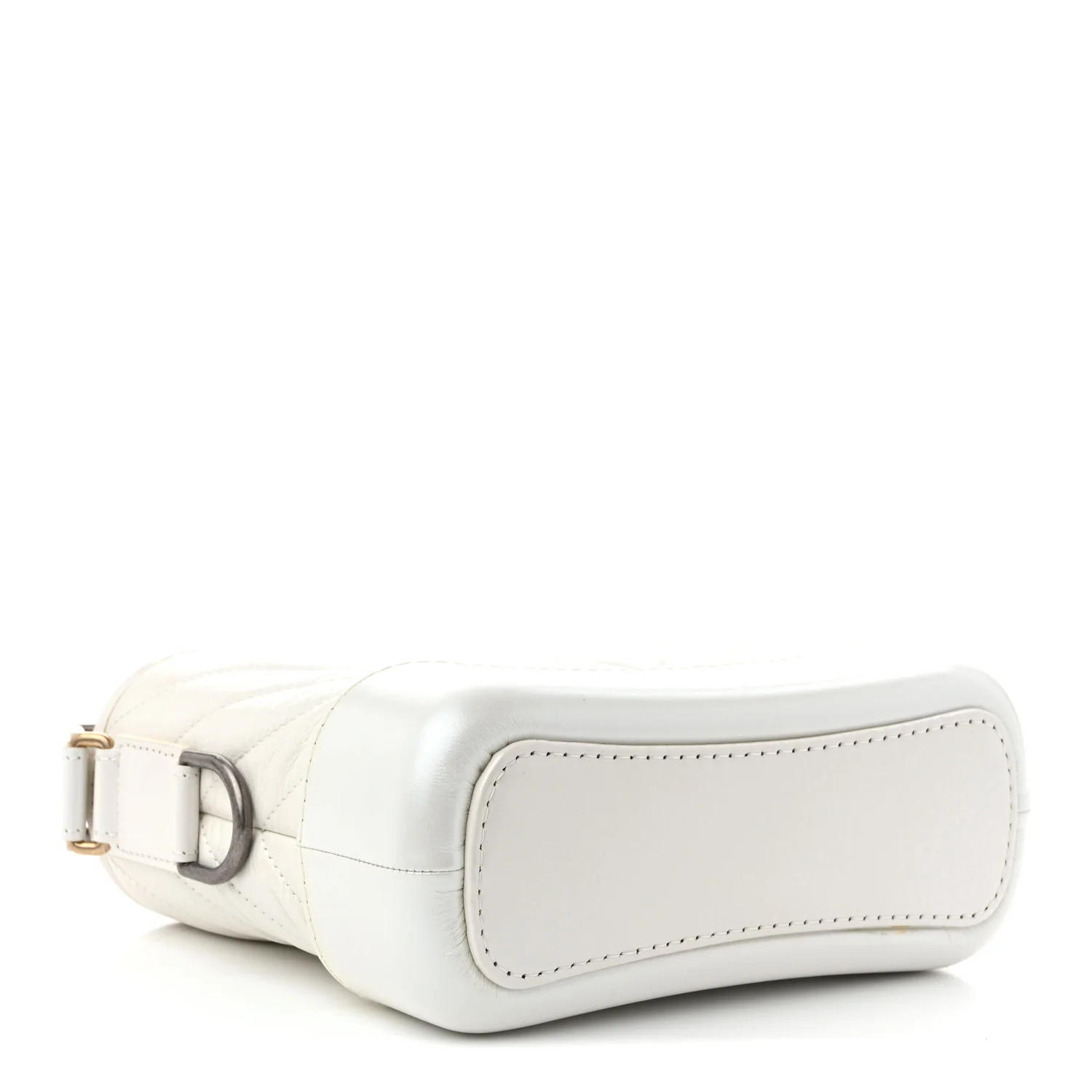 Iridescent Aged Calfskin Chevron Quilted Small Gabrielle Hobo White