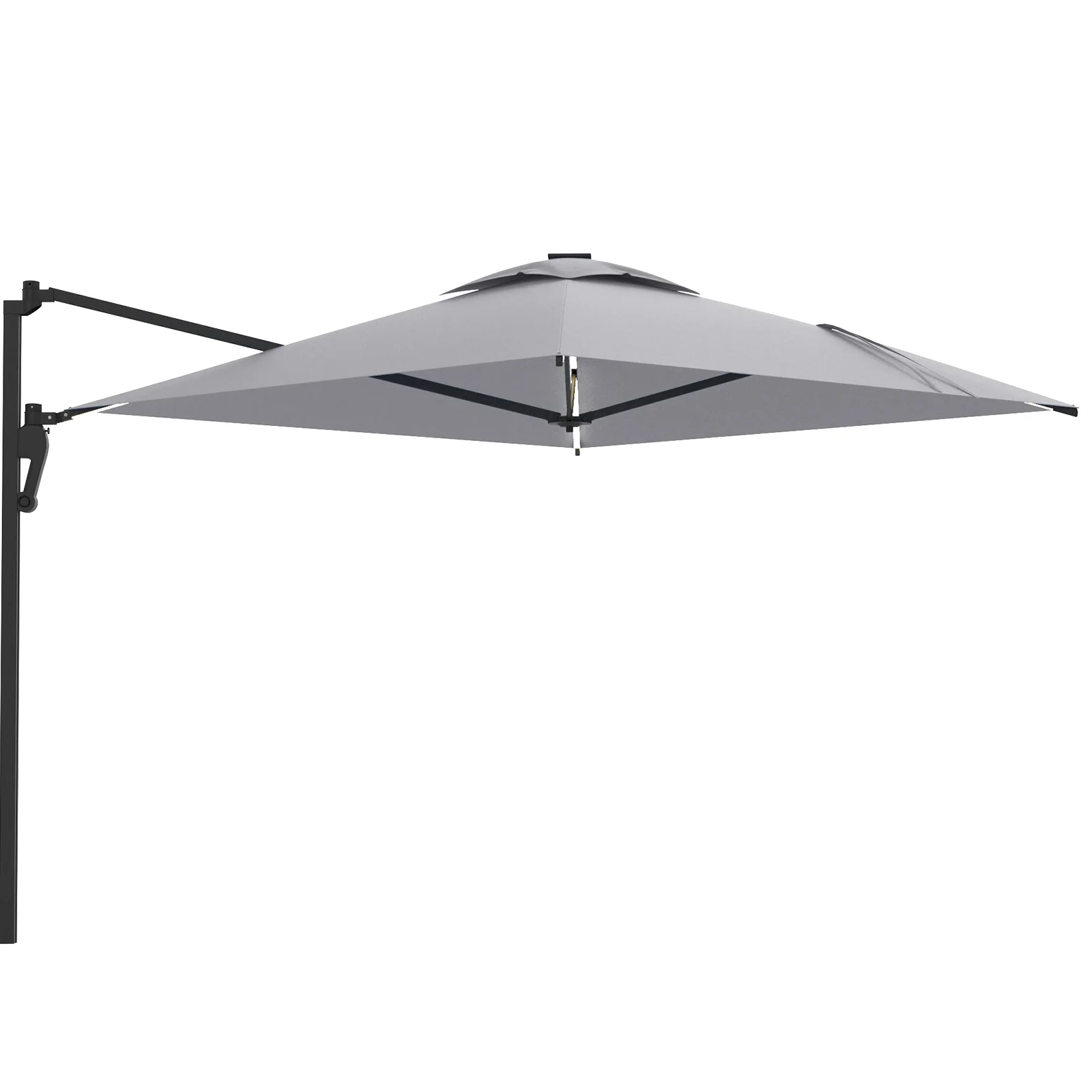 AECOJOY 10FT Large Patio Umbrella with Solar Lights, Rectangle Wall Mounted Outdoor Patio Umbrella, Grey