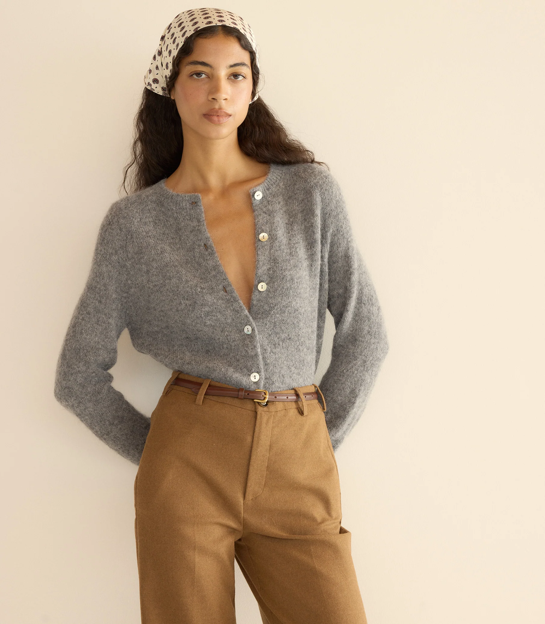 PETRA CARDIGAN -- DARK HEATHER GREY