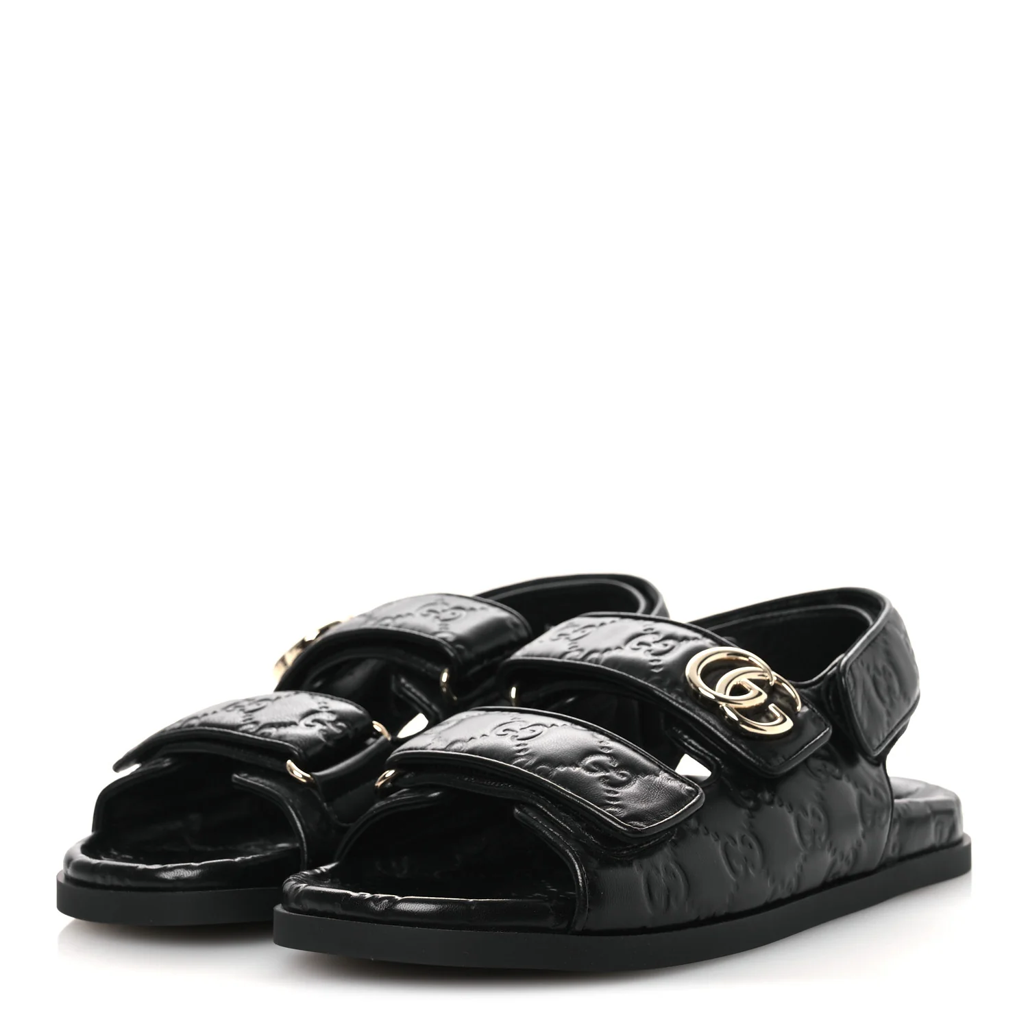 Guccissima GG Embossed Womens Sandals 37 Black