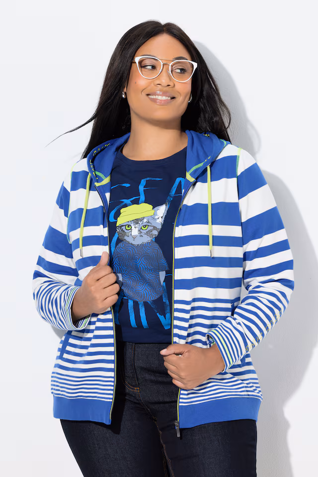 Contrast Stitched Zip-Up Hoodie