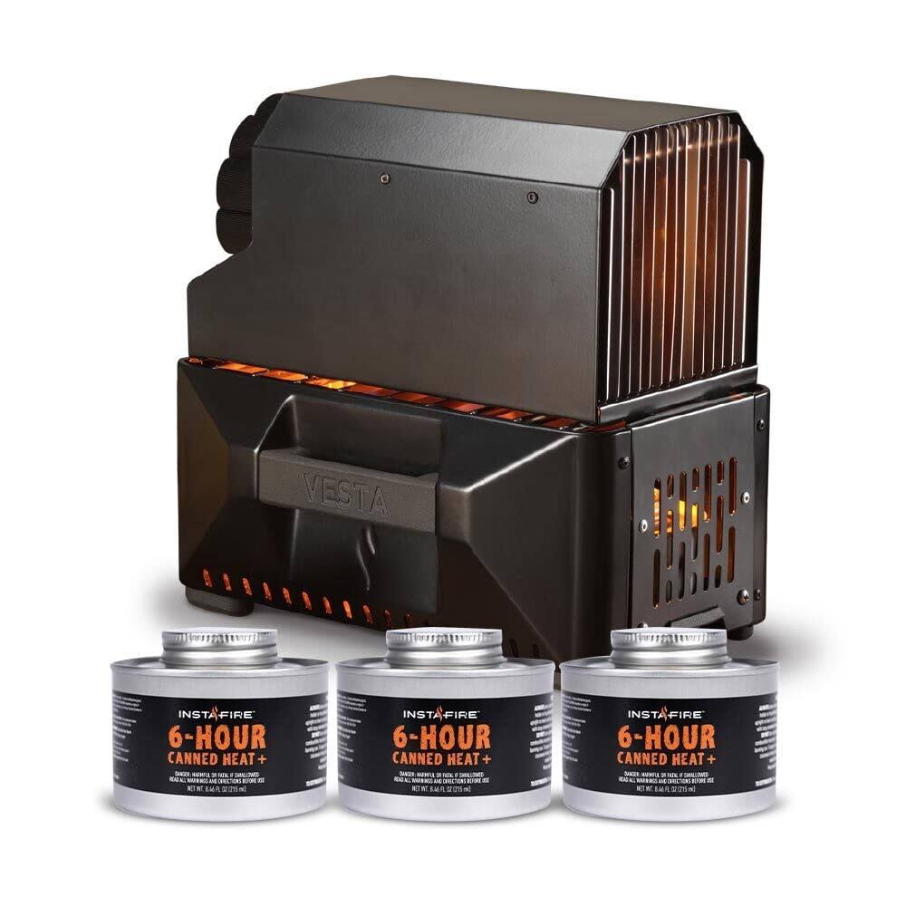 Insta-fire Vesta Self-Powered Camping Indoor/Outdoor Heater & Stove (Compact, Off-Grid, Emergency)