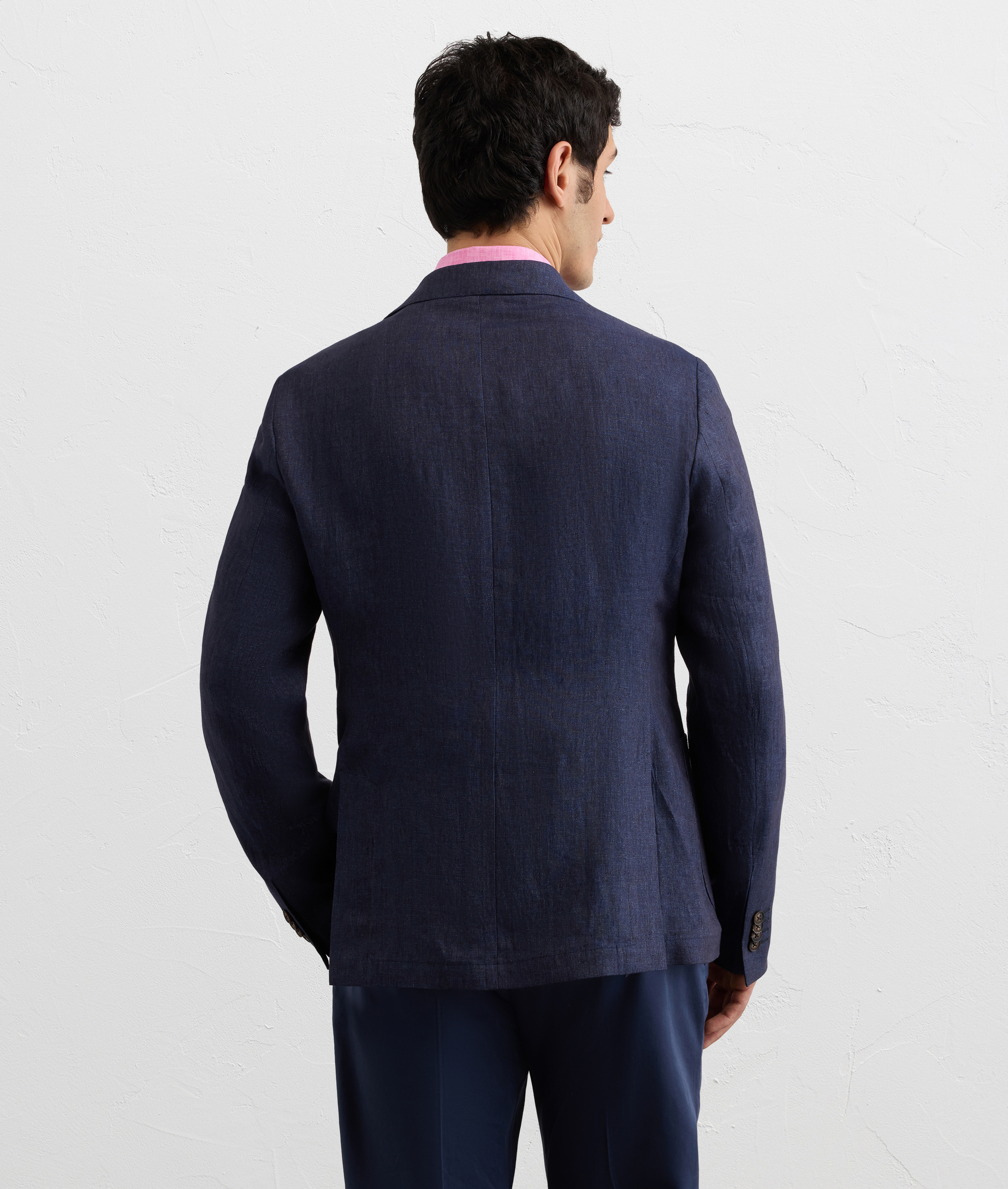 NAVY BLUE UNLINED LINEN JACKET