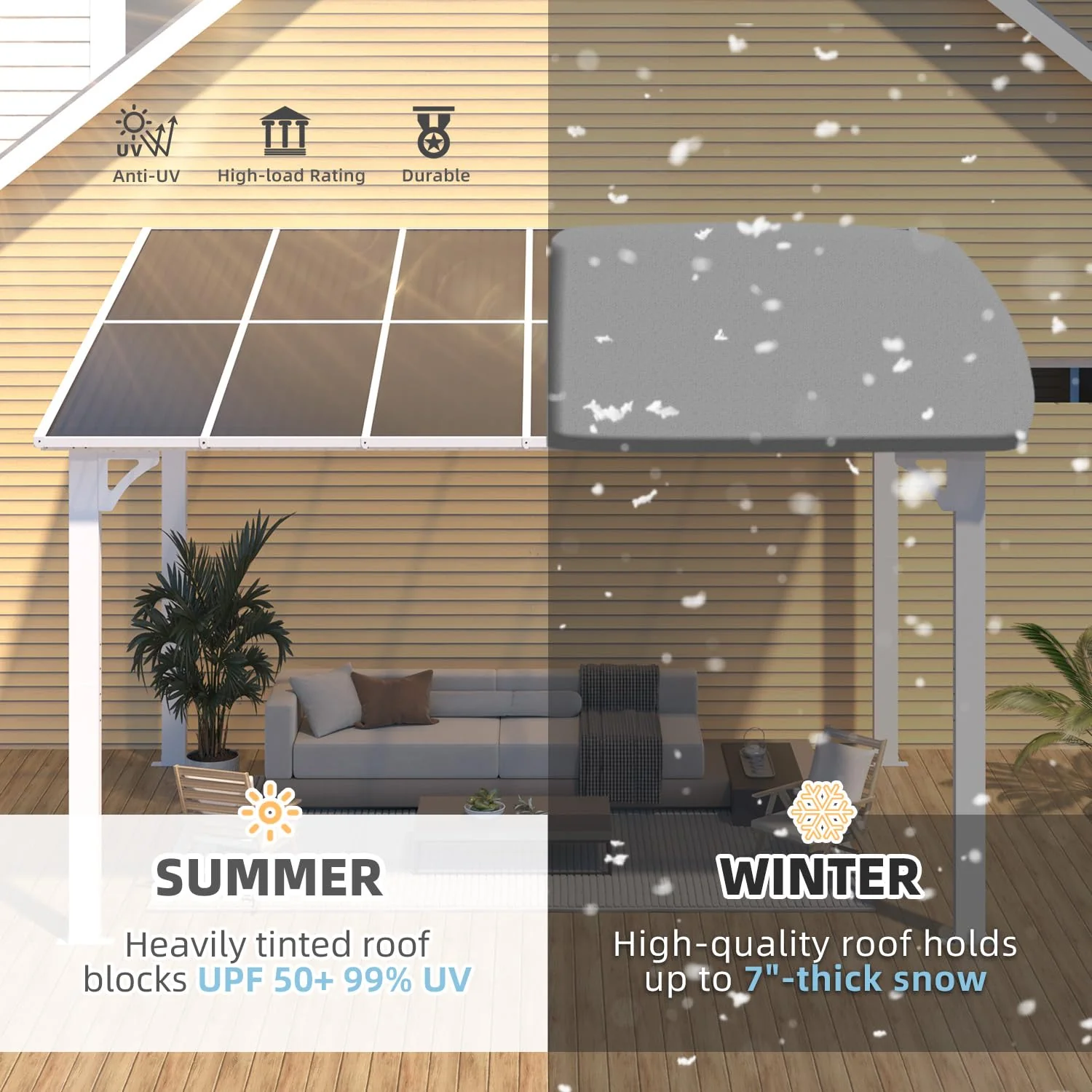 AECOJOY 12'x8' Wall Mounted Gazebos Pergola, White
