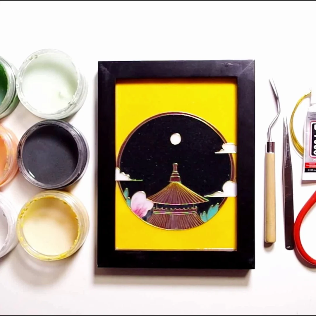 Chinese Palace,Beginner Cloisonné Enamel DIY Kit, with Tutorial& All Tools