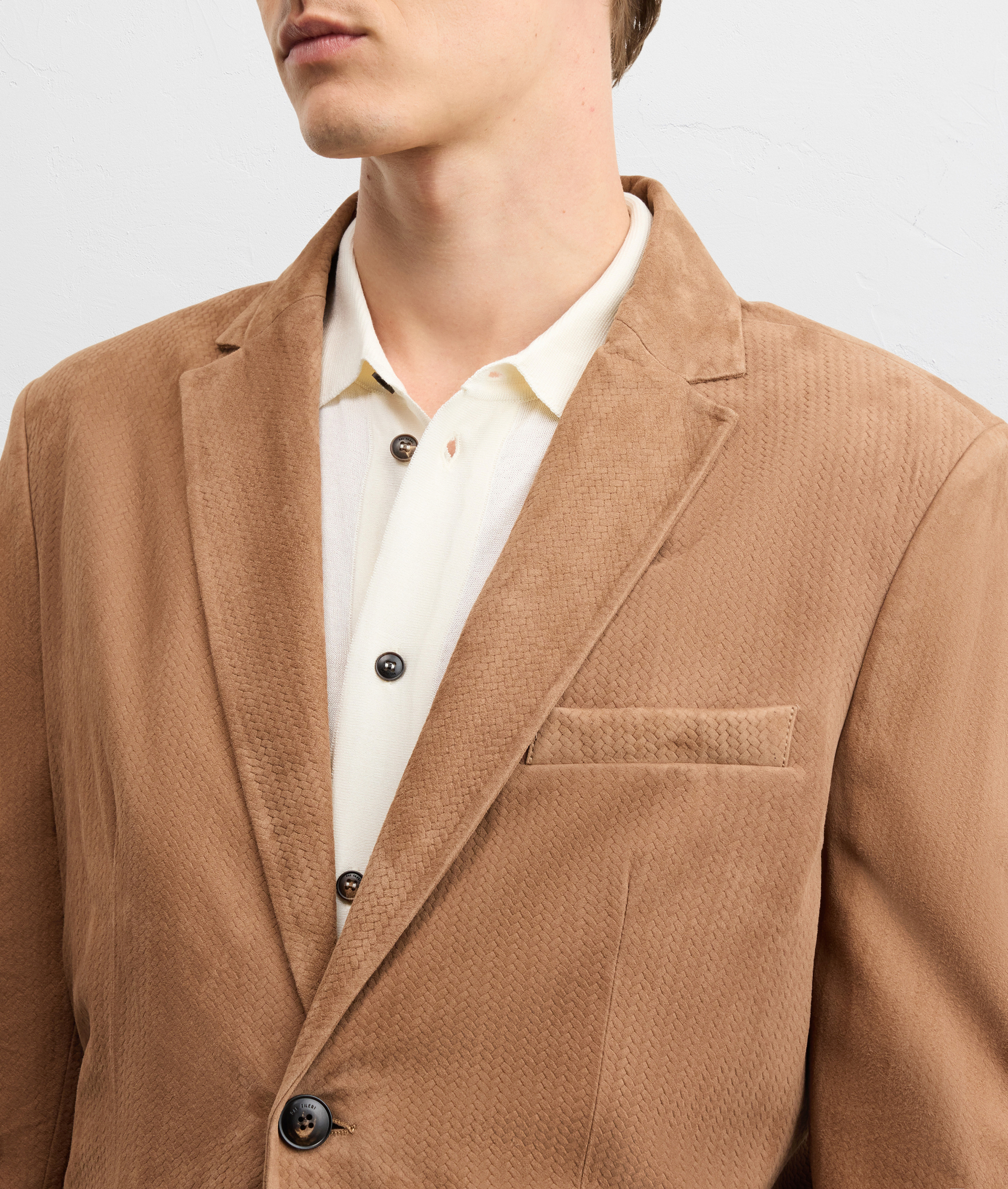 LIGHT BROWN WOVEN SUEDE JACKET