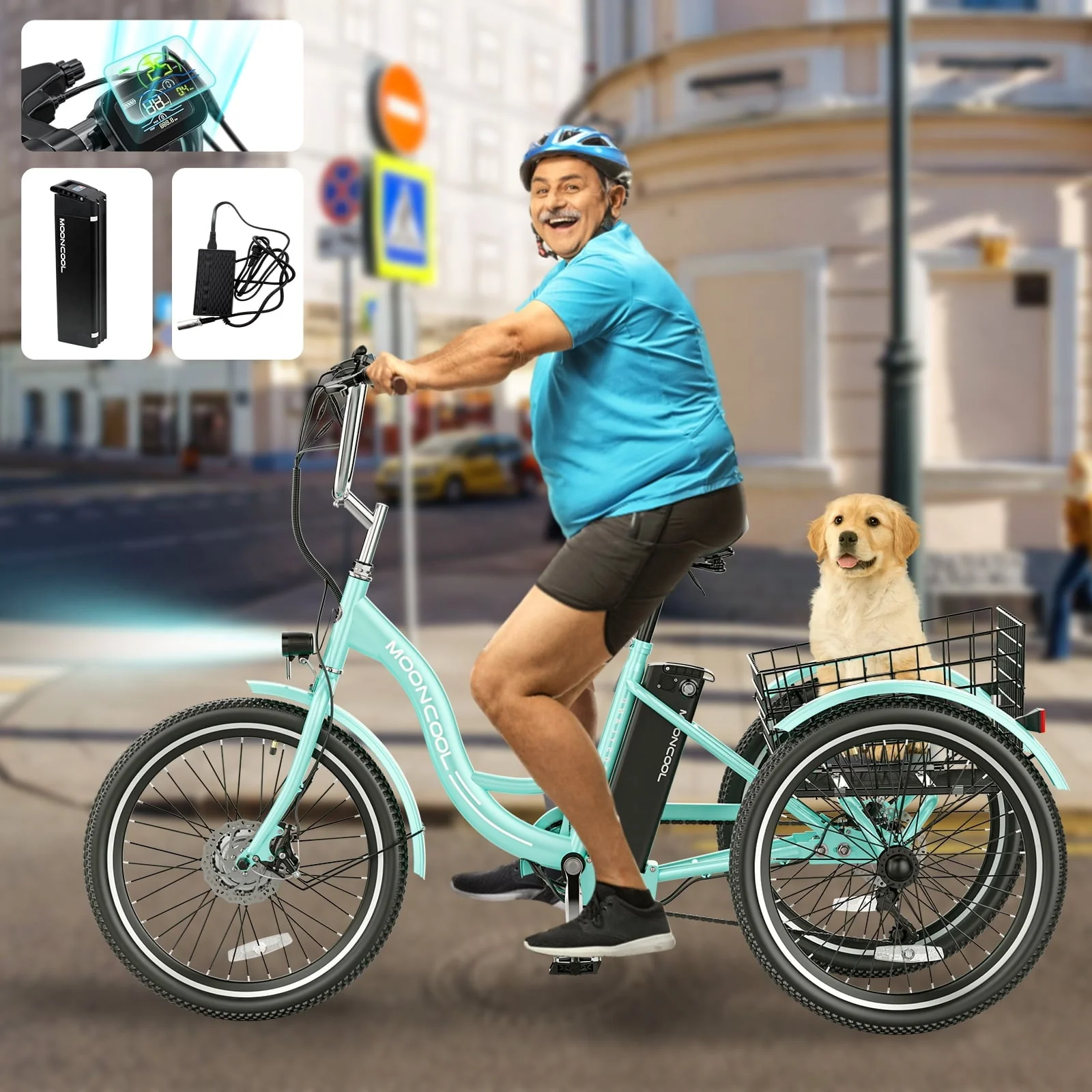 350W Motorized Electric Trike, 7 Speed 3 Wheel Electric Bicycle with 36V 10Ah Lithium Battery UL Certified, 24" Electric Tricycle for Adults with Rear Basket Image 10