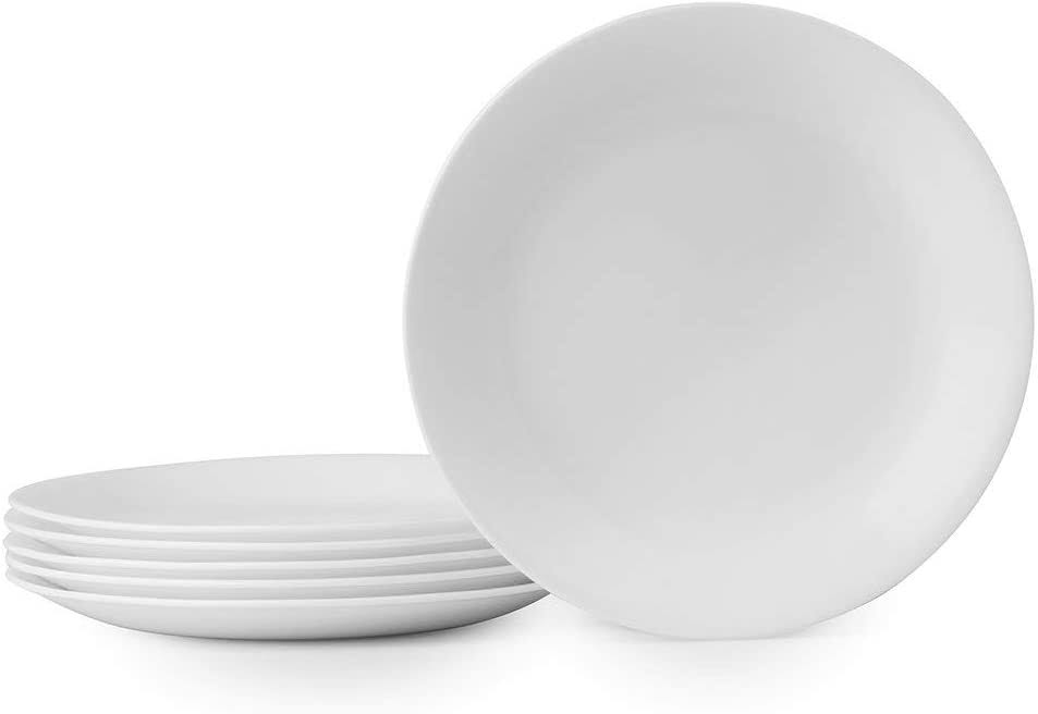 Corelle 6-Piece Salad Plates Set Triple Layer Glass and Chip Resistant 8-1/2-Inch Lightweight Round Plates Winter Frost White